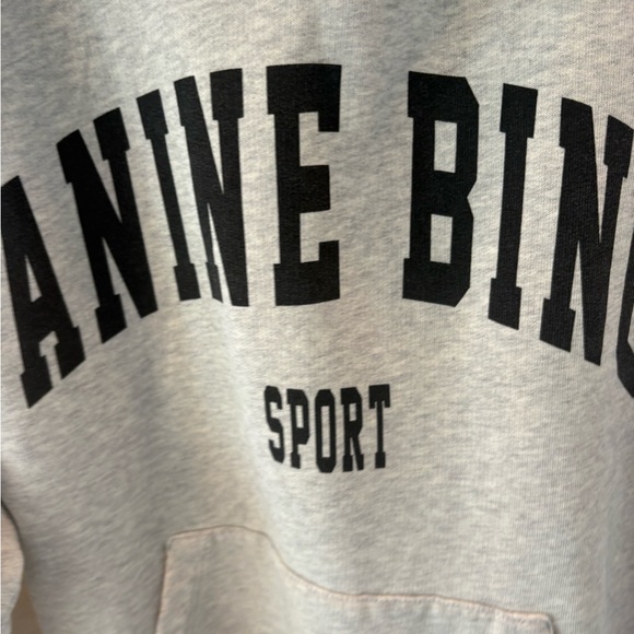 Anine Bing Harvey Hoodie distressed sweatshirt, Heather Grey, XS - Picture 5 of 11